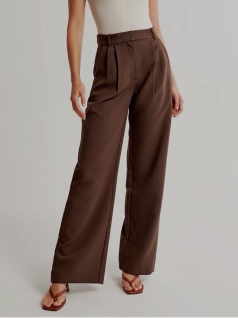 Abercrombie & Fitch Wide Leg Trousers in Chocolate Brown